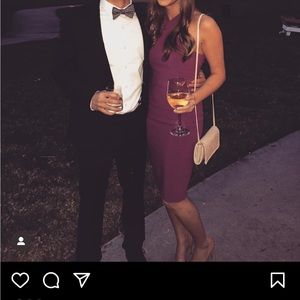 LIKELY Womens Carolyn Magenta Criss Cross Halter Party Dress